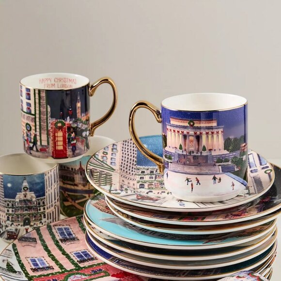 Anthropologie Holiday In The City Dessert Plate PHILLY 2025 Stoneware New - Picture 7 of 7